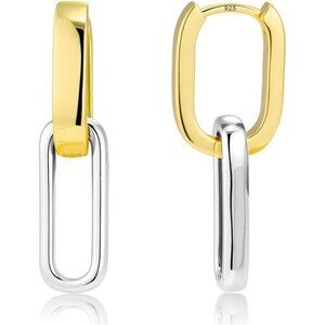 Two-Tone Chain Link Earrings | Sterling Silver & 14K Gold Plated Paperclip